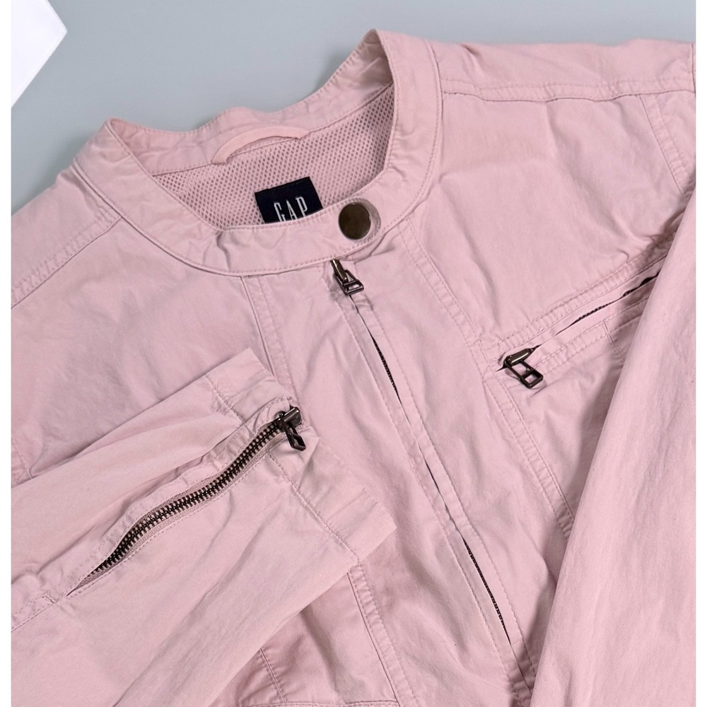 VTG Y2K GAP Moto Jacket Women's XXL Khaki Stand Collar Full Zip Utility MallCore